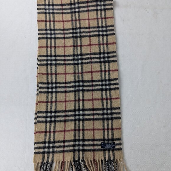 Classic BURBERRY Vintage Check Scarf Beige 50%Wool 50%Cashmere Fast Ship Today. - Picture 4 of 6